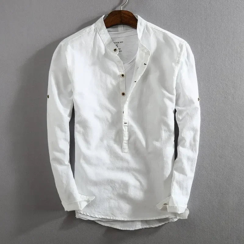 Men's Premium Linen-Cotton Pullover Shirt