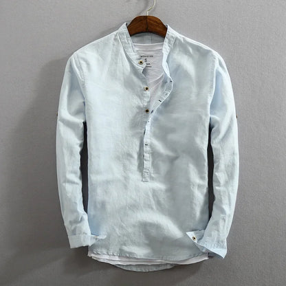 Men's Premium Linen-Cotton Pullover Shirt