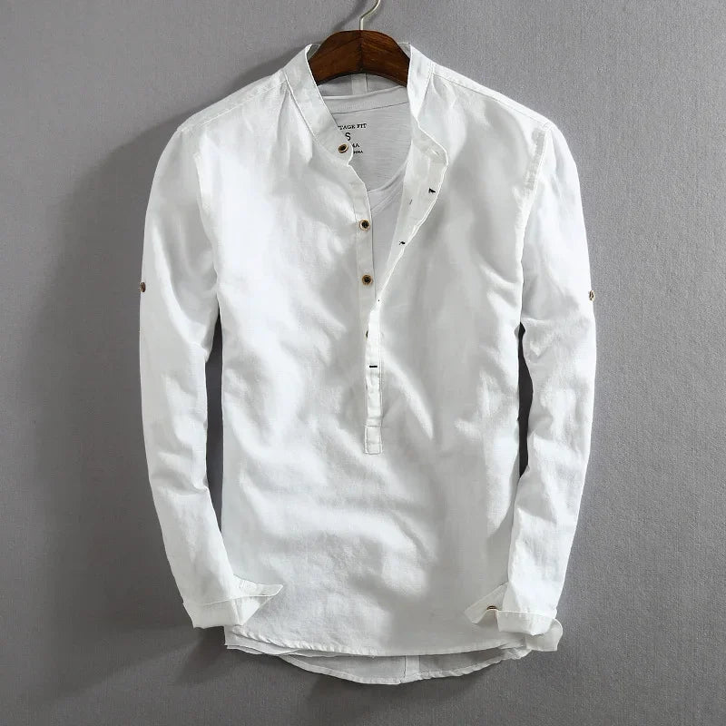 Men's Premium Linen-Cotton Pullover Shirt