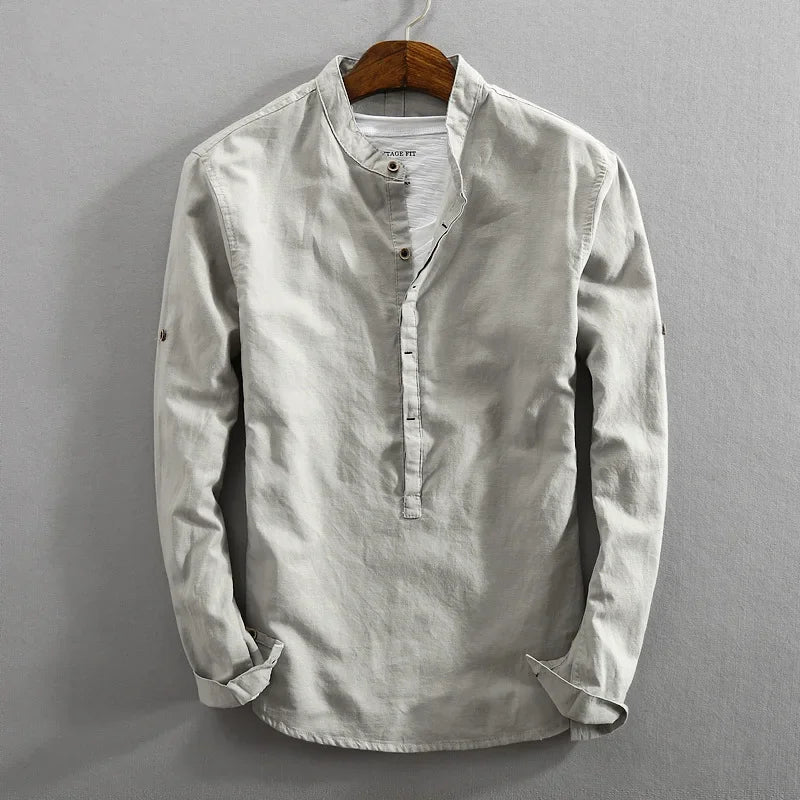 Men's Premium Linen-Cotton Pullover Shirt