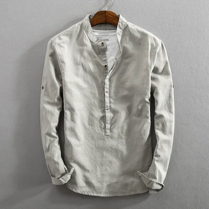 Men's Premium Linen-Cotton Pullover Shirt