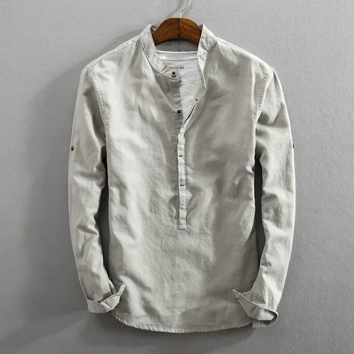 Men's Premium Linen-Cotton Pullover Shirt