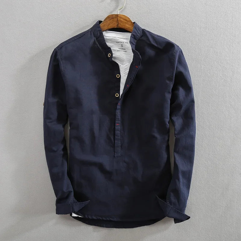 Men's Premium Linen-Cotton Pullover Shirt