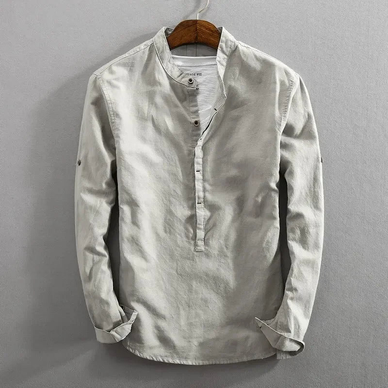 Men's Premium Linen-Cotton Pullover Shirt