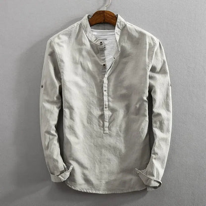 Men's Premium Linen-Cotton Pullover Shirt